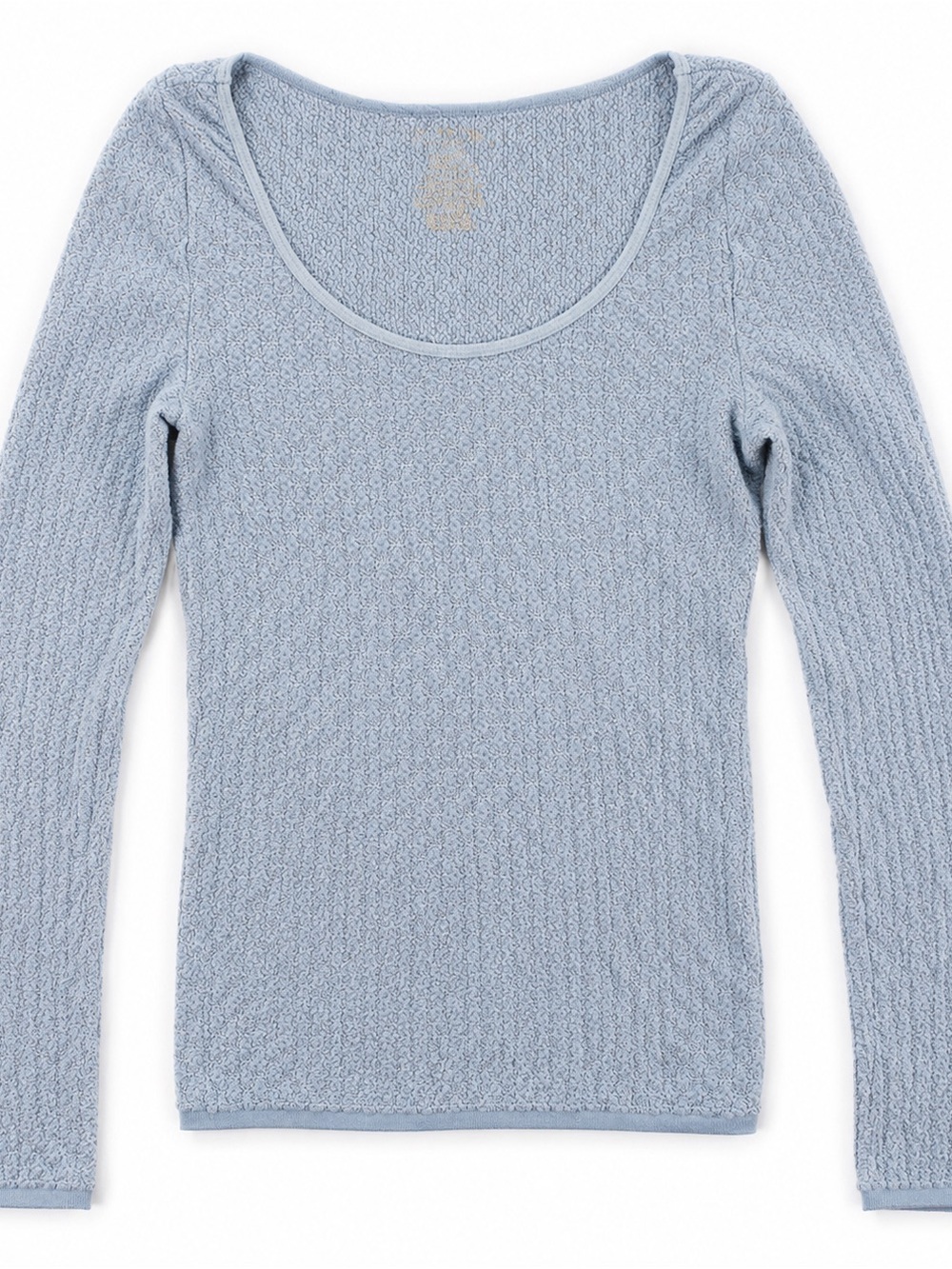 Free People Intimately Blue Fuzzy Long Sleeve Scoop Neck Top L/XL